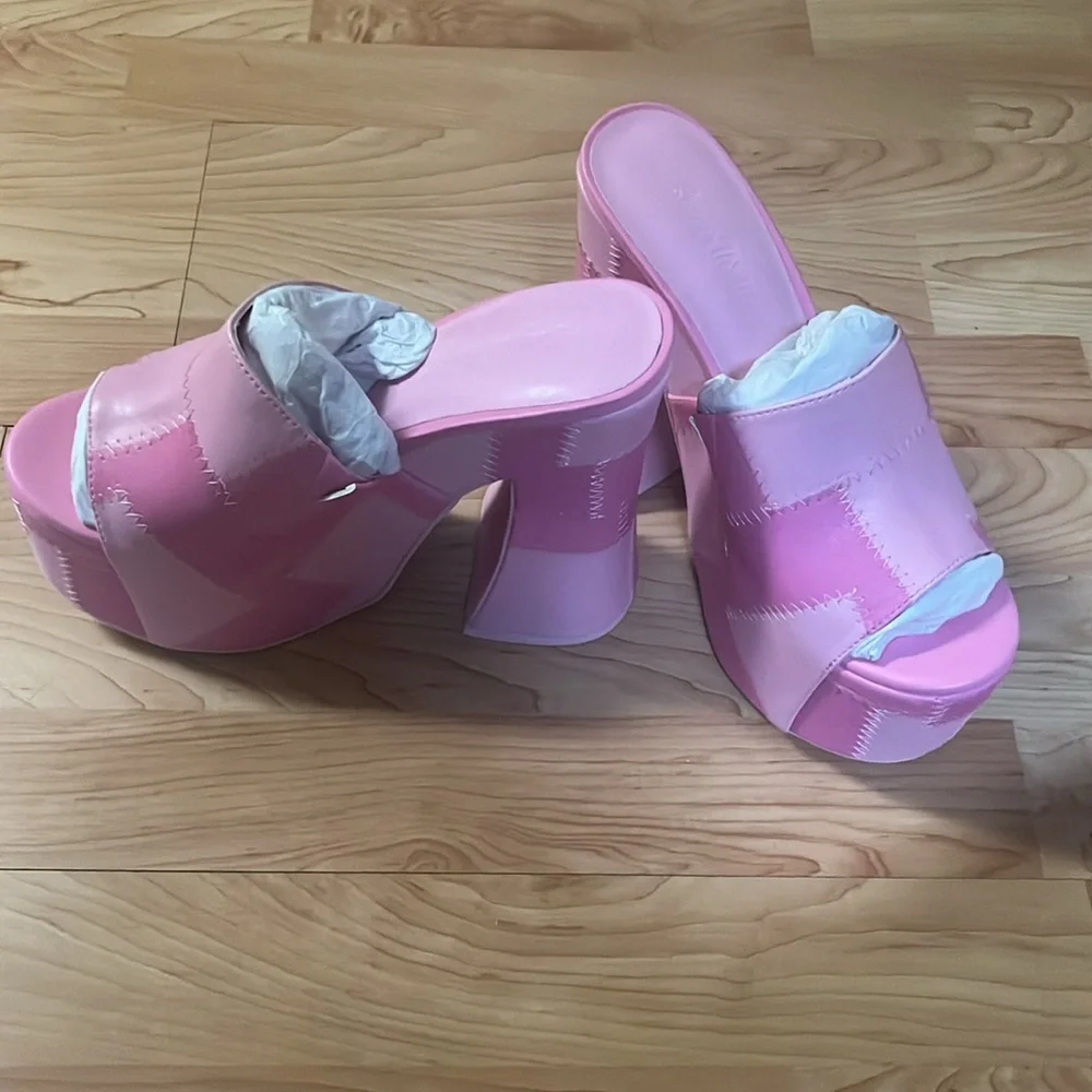 ‼️NWT‼️Dolls Kill X Sugar Thrillz Pink Platform Mules Size 8 - Picture 5 of 7